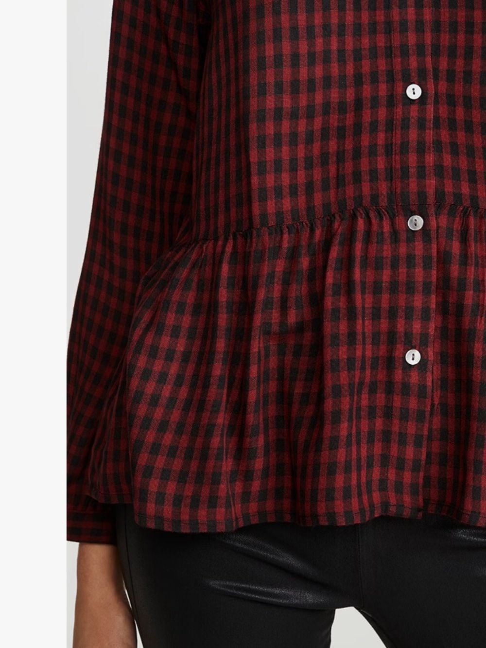 Rails Celeste Garnet Ash Check Plaid Flannel Peplum Top Casual Cozy Size S - Picture 6 of 11